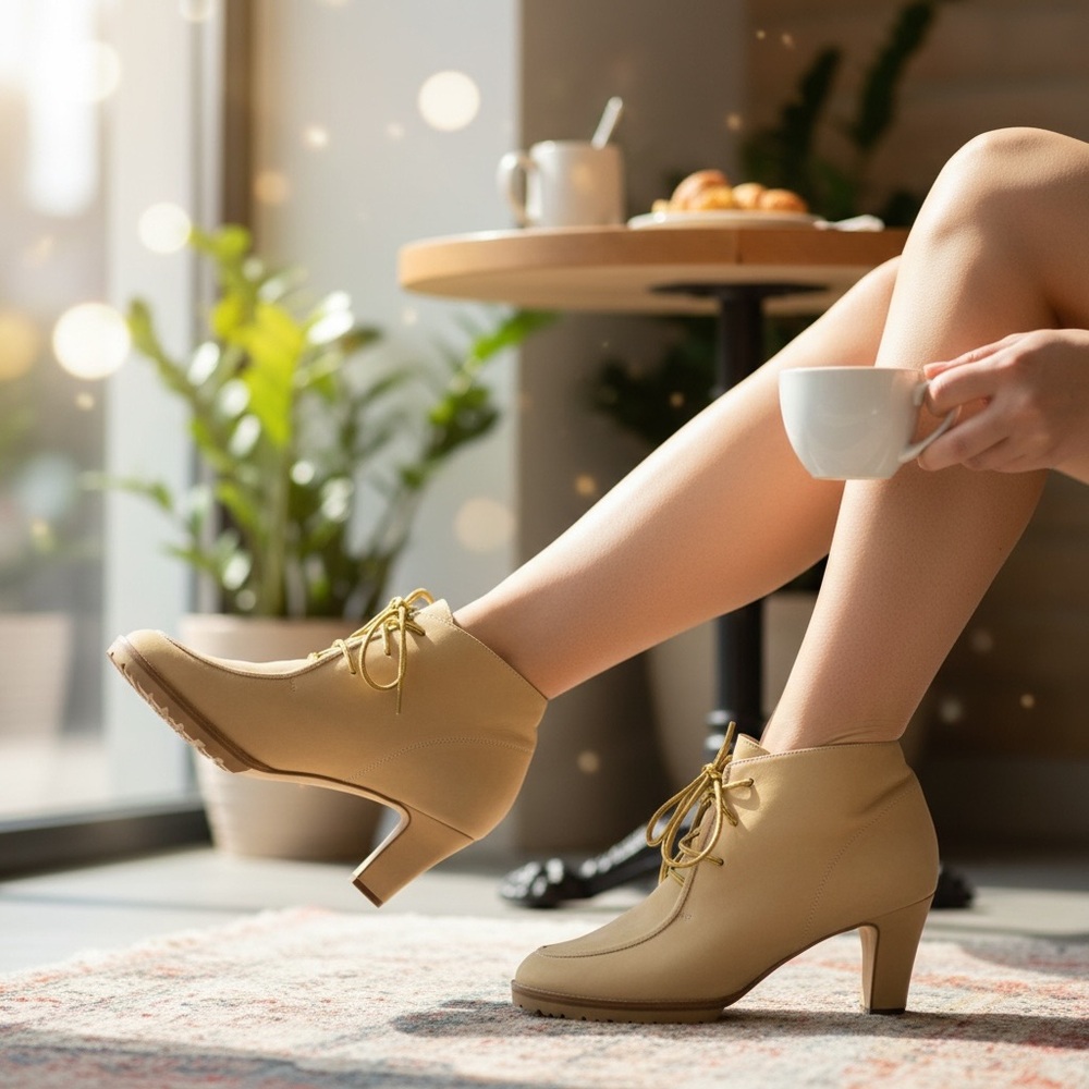 Escada Tan Heeled Ankle Boots